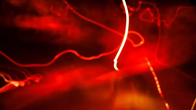Red light trails in the dark